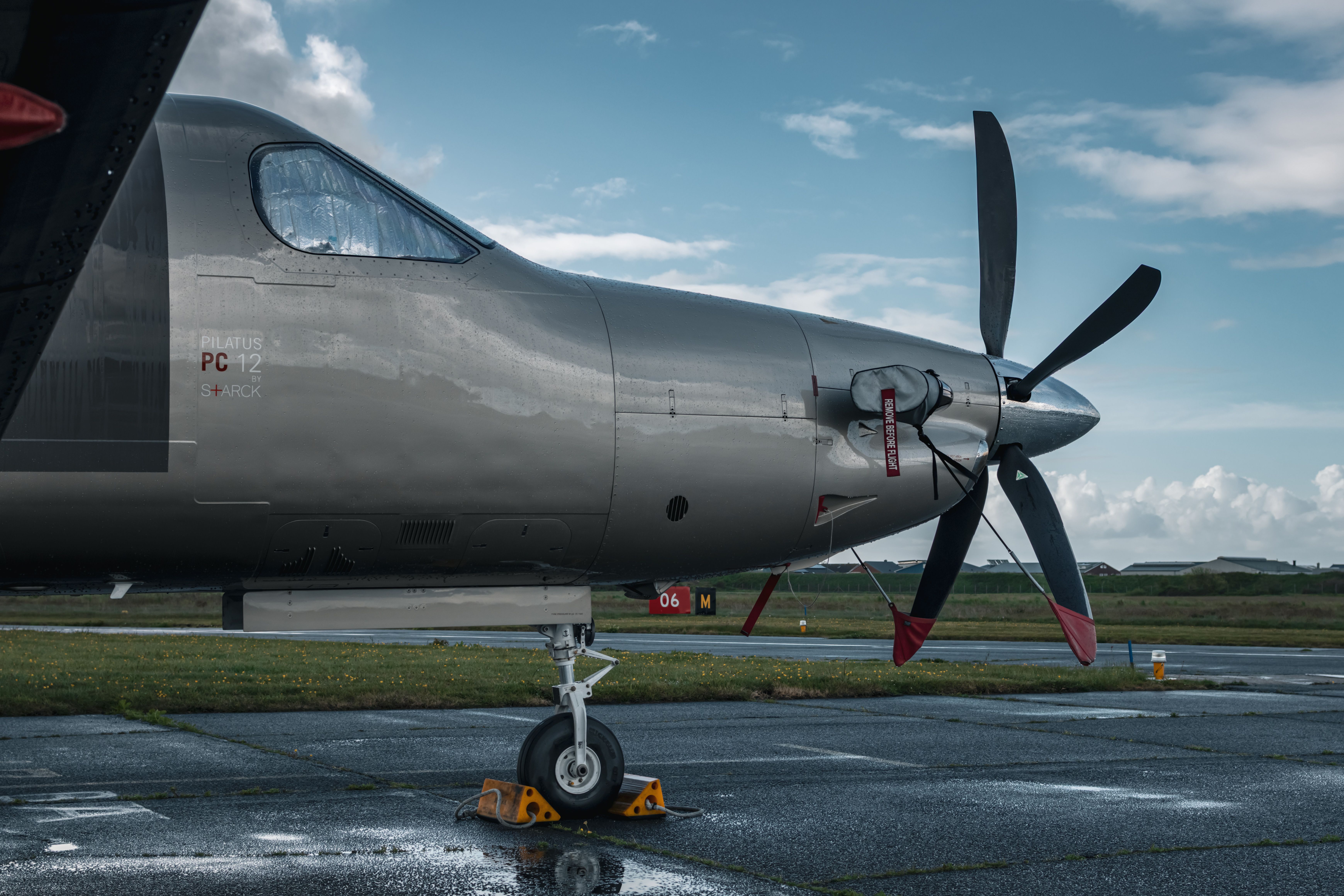 Pilatus PC-12 single-engine turboprop parked on the ramp