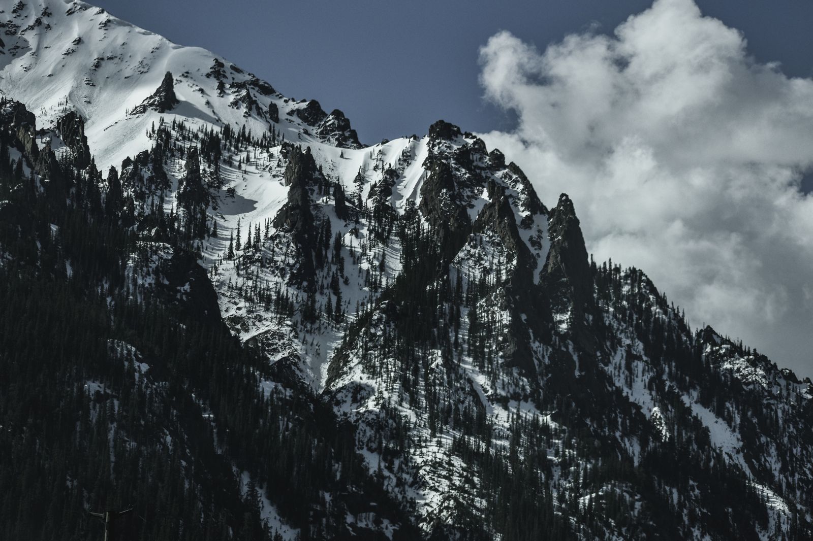 Snow-covered Rocky Mountains in Colorado during winter