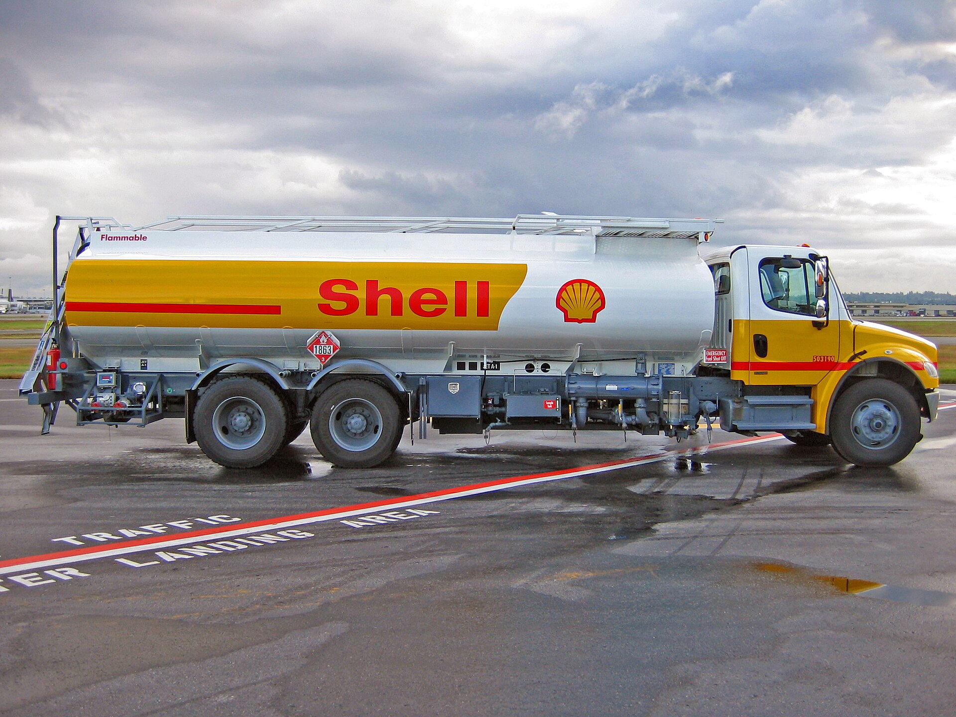 Jet A refueller truck on the ramp at an airport