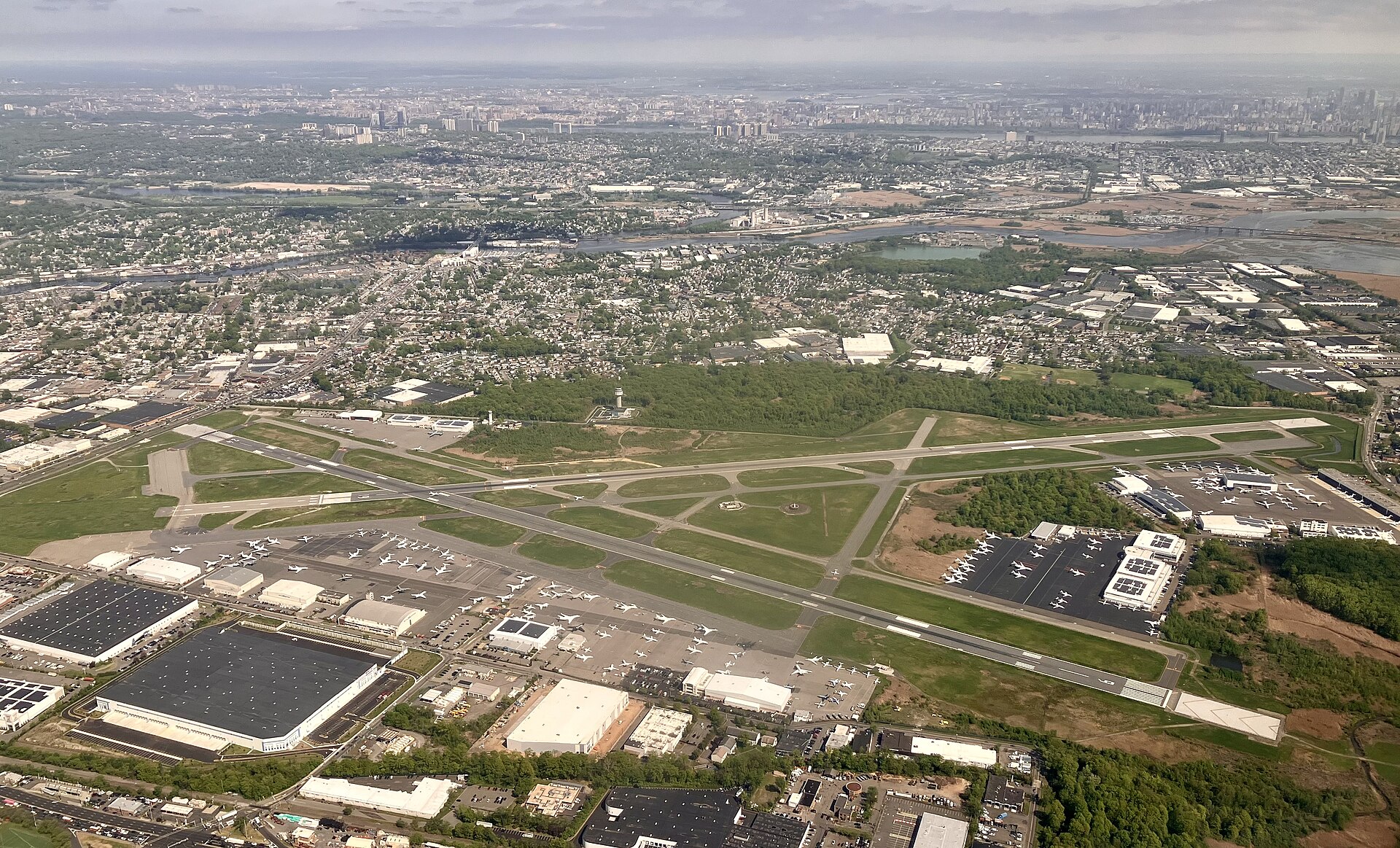 Aerial view of Teterboro Airport in New Jersey
