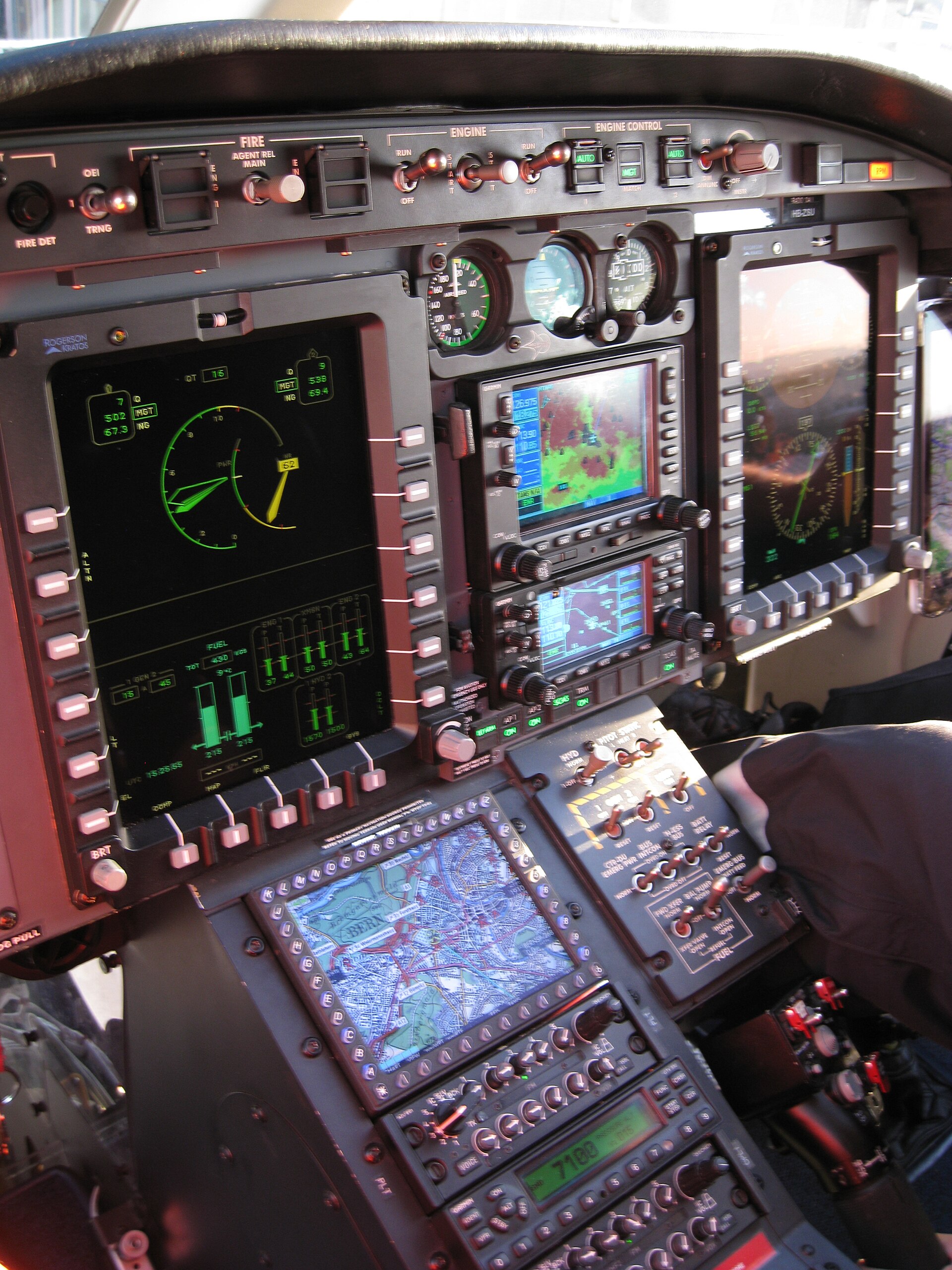 Bell 429 helicopter cockpit with instrument panel